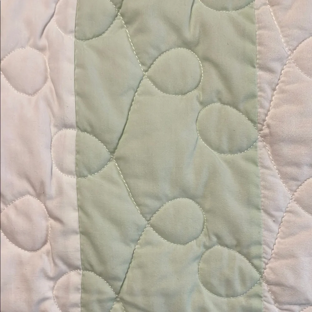 Handmade in 1995 Green and White Rocking Horse Quilt Pristine Condition